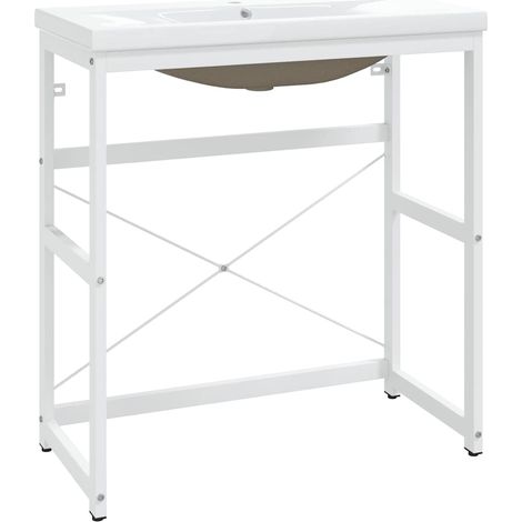 Cadre de lavabo de salle de bain Style Contemporain - vasque à encastrer Blanc Fer BV561260 - BonneVie (1/5)