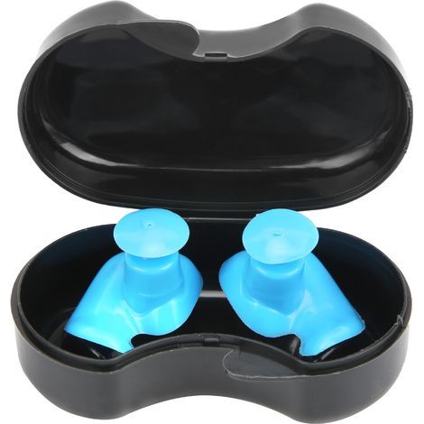 Bouchons d'oreilles spiralés en silicone étanches et anti-poussière pour enfants et adultes, accessoire de natation (bleu) (1/5)