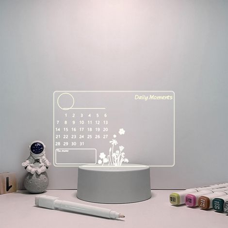 Tableau De Message Led - Lampe De Bureau Transparente En Acrylique - Idéal Pour Liste De Courses Et Notes - Alimentation Usb - 4 W - 5 V - Lot De 1 (1/4)