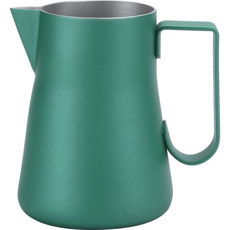 Milchaufschäumkännchen aus Edelstahl, 350 ml, für Kaffee und Latte Art, ideal für Zuhause, grün (1/5)