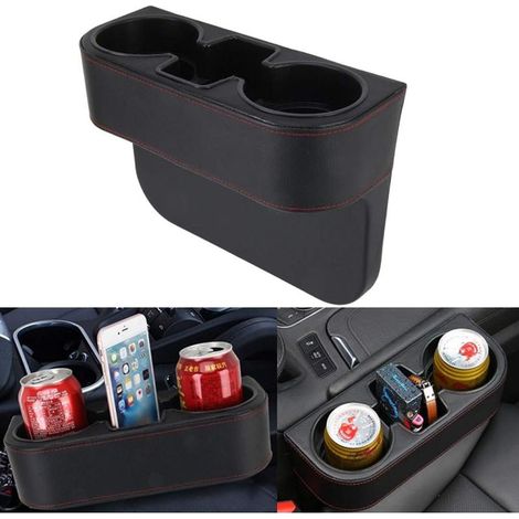 Porte-gobelet de voiture avec housse en cuir – Organisateur pour espace entre siège et console – Plastique durable – Installation facile (1/5)