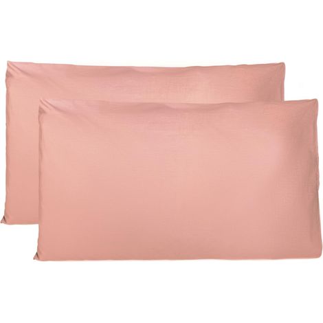 Taie Oreiller 100% Coton 40x80 CM Lot De 2, Taie d'oreiller Rectangulaire 100% Coton avec Fermeture - Rose Crème (1/5)
