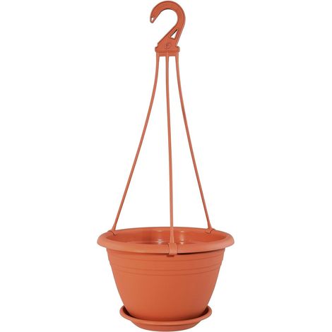 1 Pot suspendu, Plastique, Rond, Anthracite, 20 cm, Fleurs, Extérieur