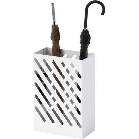 Schirmständer mit 4 Haken, rostfreies Metall, hohles Design, dekoratives Element für Flur und Eingangsbereich, weiß