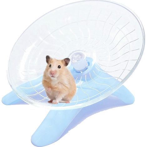 Roue d'exercice silencieuse en forme de soucoupe volante pour hamsters, gerbilles, souris, hérissons et autres petits animaux de compagnie (bleue) (1/5)