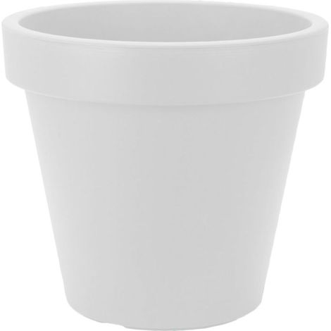 Bac à fleurs en plastique L grand - 48 cm/blanc - bac à fleurs rond pour l'extérieur et l'intérieur