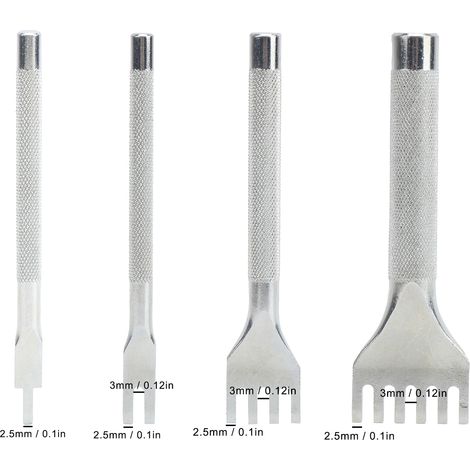 Alène à lame plate en acier inoxydable pour la fabrication de fleurs, le tressage de cordes en cuir et le travail du cuir à la main. Jeu de 1+2+4+6 dents. (1/5)