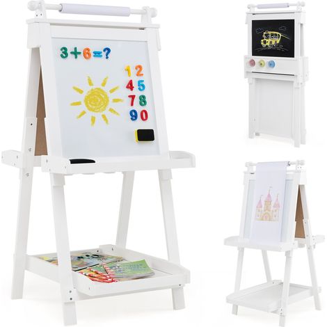 Caballete infantil ajustable con pizarra blanca y tablero magnético