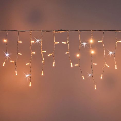 Auvent de pluie Koem stalactites 5x0,5 mt avec 190 lumie'res de Noel avec Maxi Warm White Led avec Ice White flash IP65 professionnel pour exte'rieur et inte'rieur Nero/Celeste 5x0.50 metri - 190 Maxi