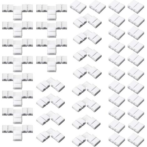 CYRILL – 48 Pezzi Connettori per Strisce LED a 2 Pin Connettori Luce Senza Saldatura a Forma di L e T da 8 mm Adattatore LED Connettori di Estensione Luce per 3528 2835 SMD RGB (1/5)