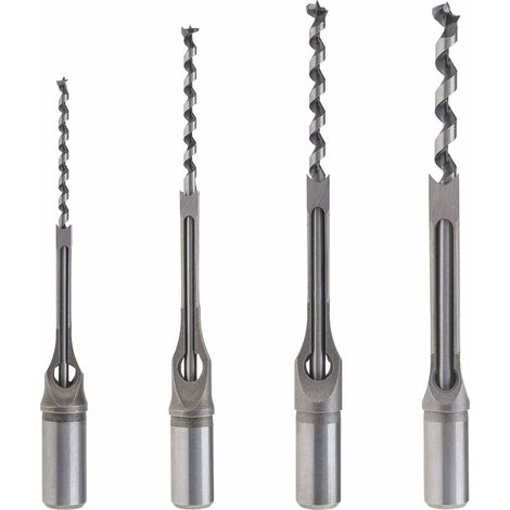 4-teiliges Vierkantbohrer-Set für die Holzbearbeitung, 6,4 mm / 8 mm / 9,5 mm / 12,7 mm Holz-Stemmeisen-Set für Tischlerei, Bauwesen, Dekoration und Industrie