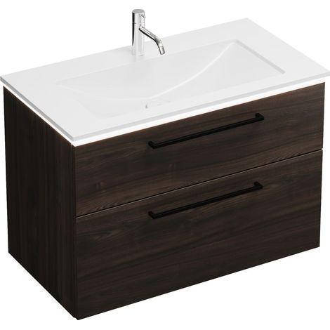 Lavabo Burg Eqio Mineral Cast + Lavabo en mélamine 636x920x490mm aw/Marone D.Trüffel GR0234