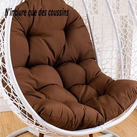 Coussin pour Fauteuil Suspendu Oeuf avec Oreiller Lavable Coussin de Chaise Suspendue Exterieur épais Coussin, 120x80cm,Cafe (1/4)