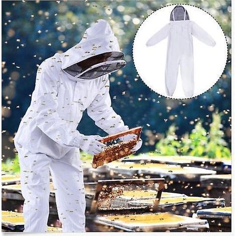 (l) Vtements D'apiculture - Blanc-165-175cm, Quipement De Protection Des Abeilles Pour Apiculteurs Professionnels Avec Capuchon De Voile (1/5)