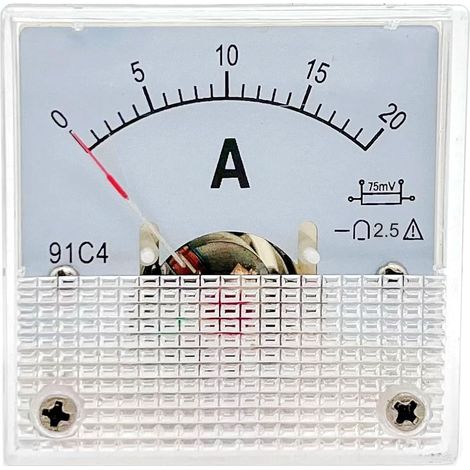 Amperometro analogico da 20 A, misuratore di corrente CC da 0 a 20 A, 75 mV, 20 Amp 91C4, indicatore di corrente CC, misuratore di corrente