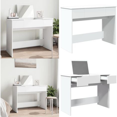 Schminktisch mit Spiegel Weiß 100x45x76 cm - Schminktisch - Kosmetikschrank - Badezimmermöbel - Spiegelschrank - Makeup Tisch - Home & Living