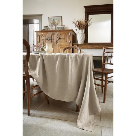Nappe rectangle 170 x 250 cm EN lin lavé soline sable Naturel (1/4)