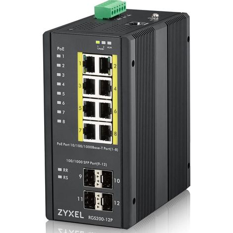 Zyxel RGS200-12P Gestito L2 Gigabit Ethernet (10/100/1000) Supporto Power over Ethernet (PoE) Nero (1/4)