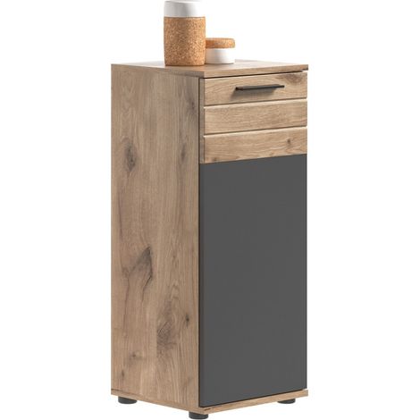Mobile contenitore 1 porta – Grigio antracite e rovere chiaro – SELMA