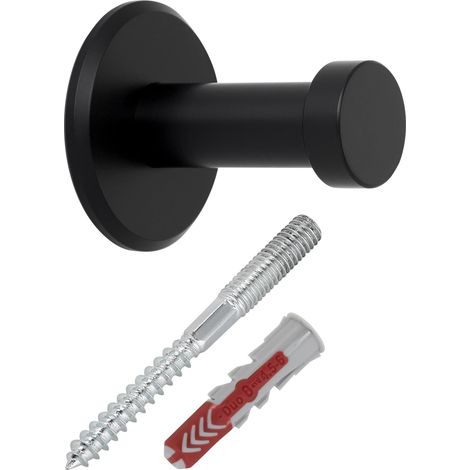 SOTECH Garderobenhaken TALEA (Ø 10 / 15 mm) Edelstahl massiv inkl. Befestigungsmaterial, schwarz matt (Länge 30 mm, Gesamtlänge 33 mm), 1 x Wandhaken (1/4)
