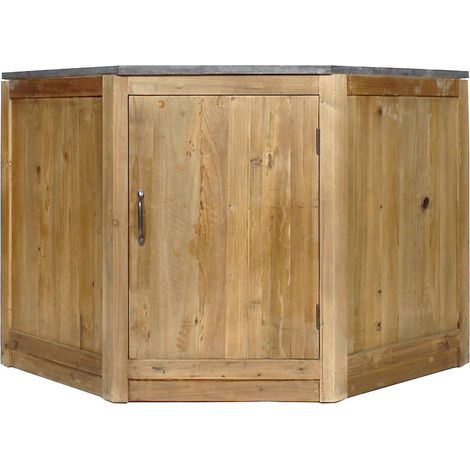 Made In Meubles – Meuble bas de cuisine en angle en bois recyclé et métal – Dimensions 86 x 137 x 111 cm – Optimise l'espace de rangement (1/5)