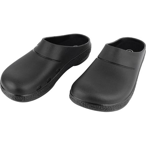 Sandales de chef en PVC, chaussures de cuisine, chaussures ultra antidérapantes, chaussures de chef noires (1/4)