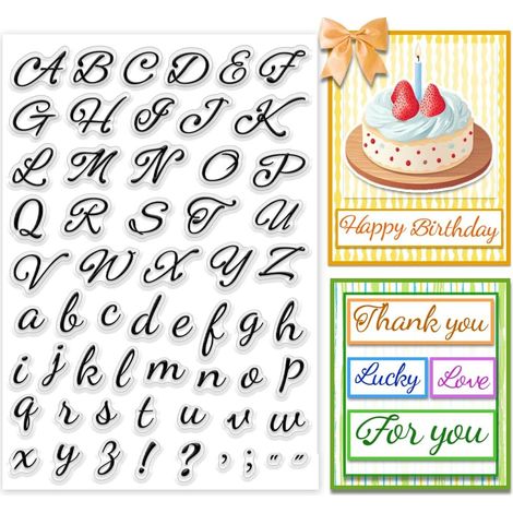 Tampon Transparent en Silicone avec Lettres de L'Alphabet 26 Tampon en Caoutchouc Lettres Manuscrites pour la Fabrication de Cartes Journal Scrapbooking Étiquettes Cadeaux Album Photo (1/5)