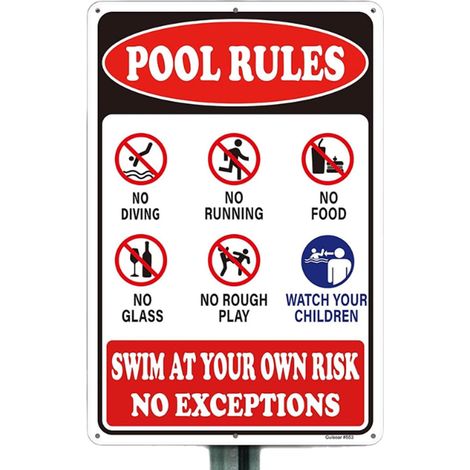 Schild Sicherheitshinweis Deko Tafel Poolzubehör für