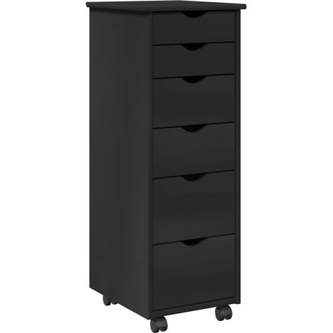 Gabinete rodante Negro 34 x 39 x 93,5 cm Madera de Pino Macizo vidaXL