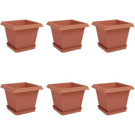 Maison Exclusive - Vasi per Piante 6 pcs Rosso Mattone 20 x 20 x 16 cm Plastica