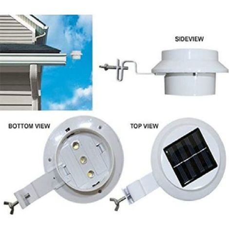 Lampe Solaire Pour Gouttière - 3 LED - Capteur Lumière Automatique - IP44 - ABS - Lot De 3 (1/5)