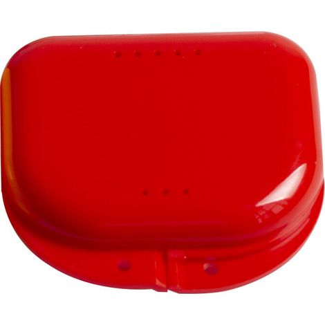 Lot de 3 boîtes pour prothèses dentaires minces, boîte de rangement pour prothèses dentaires, dispositif de retenue orthodontique, protège-dents - avec évent(rouge) (1/5)