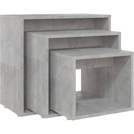 Tables gigognes 3 pcs Gris béton Aggloméré