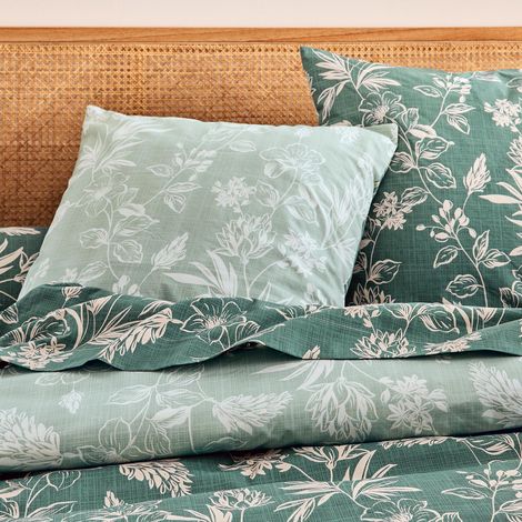 Taie d’oreiller percale de coton végétal Vert 65x65 cm (1/3)