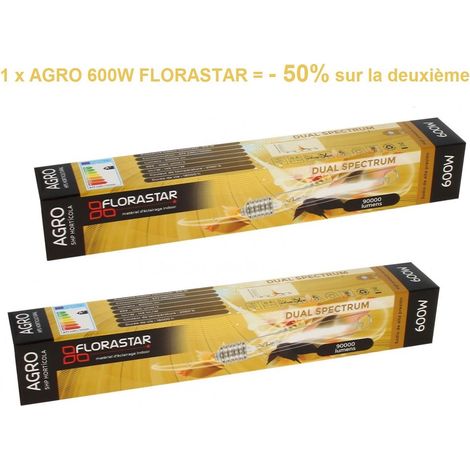 Pack lampes AGRO 600W FLORASTAR - 50% sur la 2ème