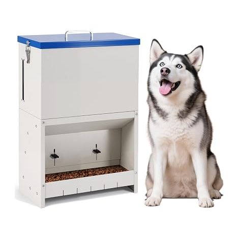 Dog Feeder, Galvanized Metal Feeding Station, Gravity Automatic Feeder, Suitable for Small, Medium and Large Dogs (1/5)