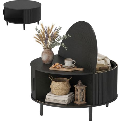 Round Coffee Table with Lift-top and Hidden Storage, 80 cm (1/5)