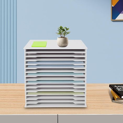 15 Slots Scrapbook Paper Organizer 13" x 13" Cardstock Storage PVC Card Stock Shelves for Craft, Stamp & File Sorter Storage (1/5)