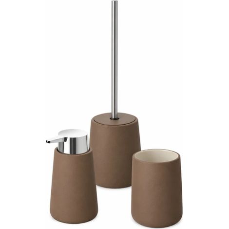 Set 3 accessori bagno serie Sidney, ceramica tortora FEDIDRAS