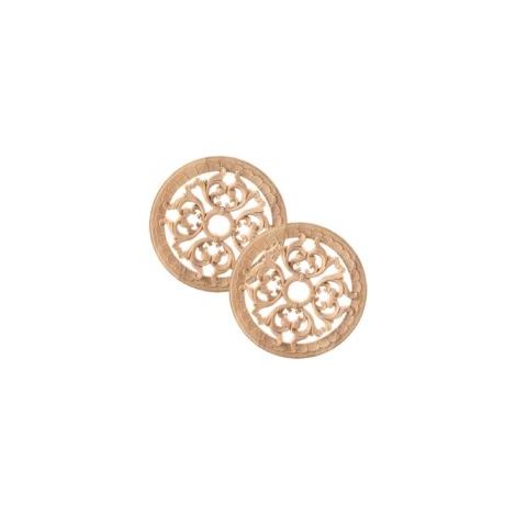 Moulure Decorative Bois 2 Pièces Applique en Bois Décalque Sculpté Rond Sculpté Bois Naturel Sculpté Meuble Sculpté Onlay Applique en Bois pour La Décoration de Meubles de Maison,14cm (1/5)