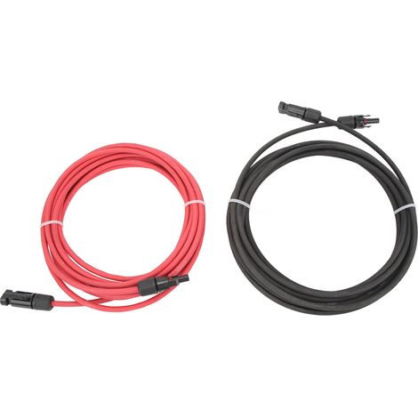 Câble de rallonge solaire 10AWG 3m avec connecteurs mâle et femelle, fil en cuivre pour panneaux solaires, camping-car, batterie, étanche et résistant. (1/5)