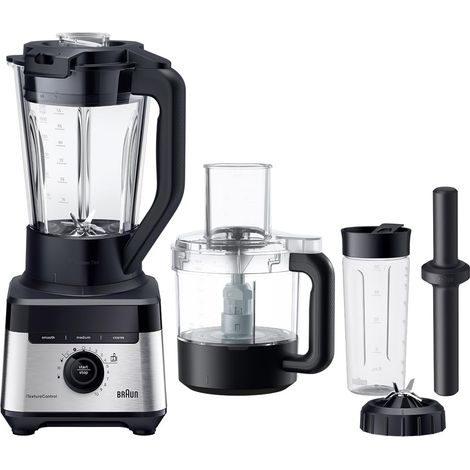 Blender 10 Vitesses + Pulse, 1400 W Jusqu’à 30 000 Tr/Min, Bol Triangulaire TriAction 2L, Robot Multifonction, Tasse de voyage 600ml, pour Smoothies et Sauces, Noir (JB7568BK) (1/5)