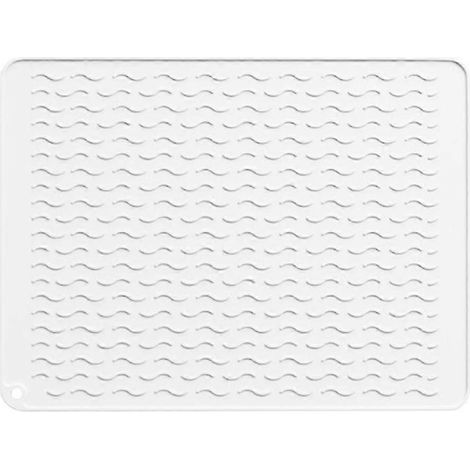 Tapis égouttoir à vaisselle en silicone - Résistant à la chaleur, pliable et antidérapant, pour égoutter la vaisselle sur le plan de travail ou dans l'évier. (1/5)