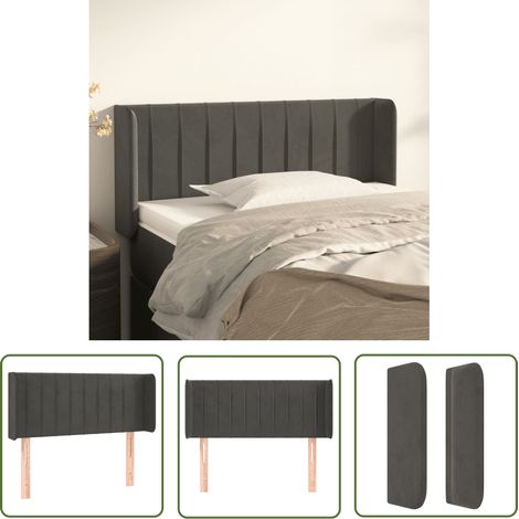 Tête de lit avec oreilles, Résistante et économique, Panneau de lit, Gris foncé 103x16x78/88 cm Velours OIB2098E (1/5)