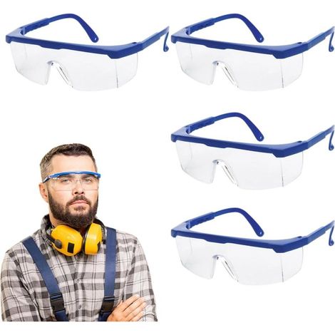 Lunette De Protection Travail 4 Pièces, Lunettes De Sécurité Enfants 13X5 Cm, Bleu (1/5)