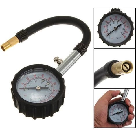 Manomètre - Nouveau - Jauge Pression Pneus - 0-100 PSI - Noir - Compact et Pratique (1/4)