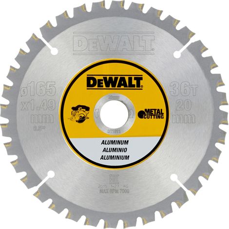 Hoja para sierra circular sin cable, 165 x 20 mm, 36D, para Aluminio  DeWalt DT1911-QZ