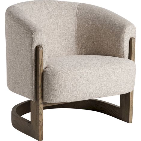 Fauteuil contemporain en frêne et tissu beige - beige taupe et bois naturel (1/5)