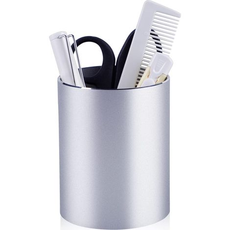 Portalápices metálico, organizador de escritorio, 8 x 10 cm, portalápices redondo, caja para lápices, soporte para brochas de maquillaje, caja de almacenamiento (1/5)
