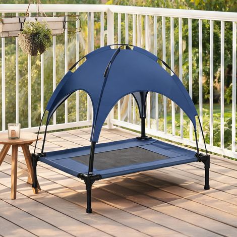 Lit pour chien pliable avec baldaquin acier bleu profond en acier (1/5)